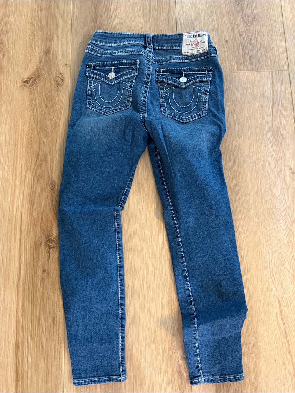 True Religion Women's Indigo Skinny Jeans with Signature Back Pockets